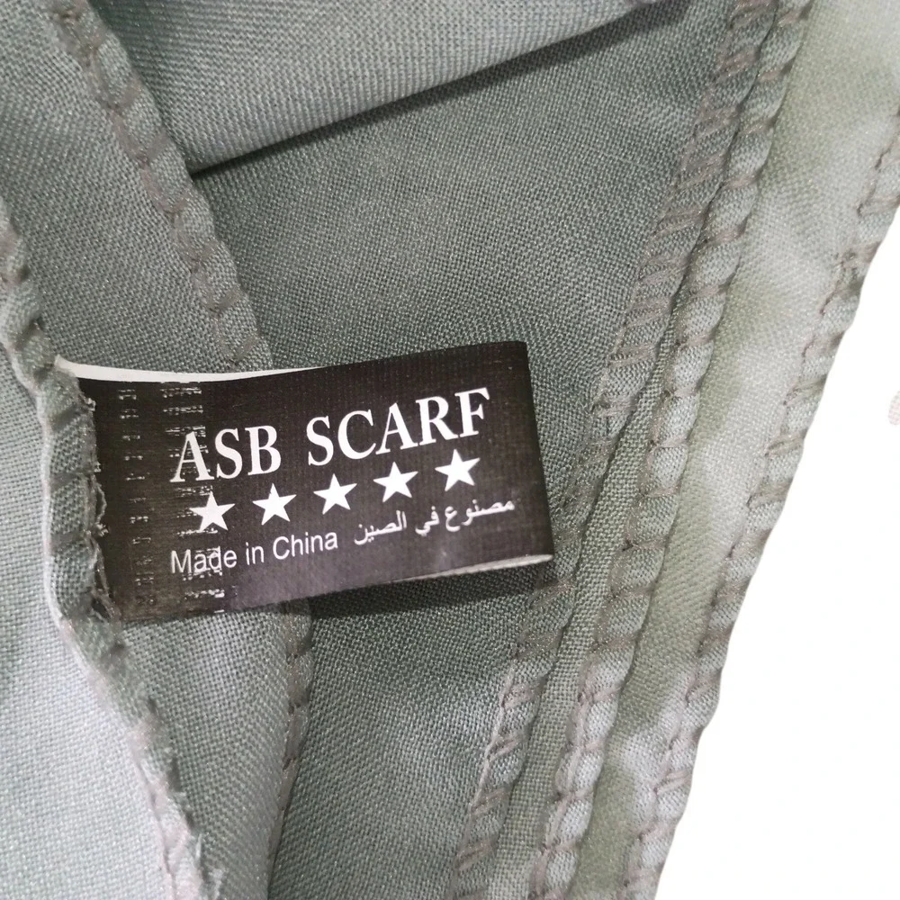 ASB Scarf Sage Green Cream Paisley Silk Cotton Rayon Square Hijab Headscarf 43in